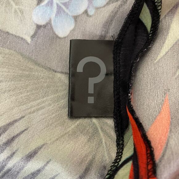 Veda Silk slip mini dress Hawaiian print tropical black wrap draped straps M - Picture 14 of 15